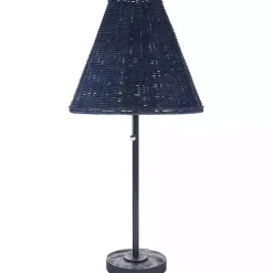 Kirklands Home Table Lamps|Sirocco Table Lamp with Rattan Shade Blue