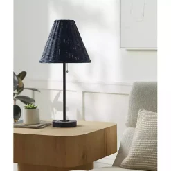 Kirklands Home Table Lamps|Sirocco Table Lamp with Rattan Shade Blue