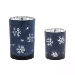 Online Snowflake Glass Candle Holders, Set of 2 Christmas Decorations
