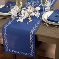 Kirklands Home Table Linens|Blue Star of David Hanukkah Table Runner