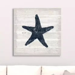 Kirklands Home Canvas Art|Blue Starfish Driftwood Canvas Art Print White