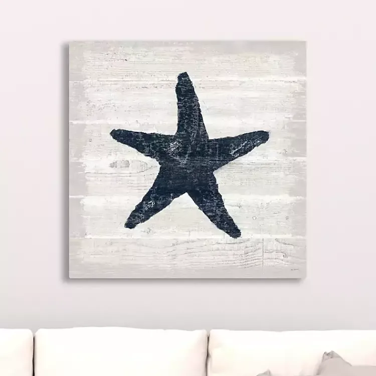 Kirklands Home Canvas Art|Blue Starfish Driftwood Canvas Art Print White
