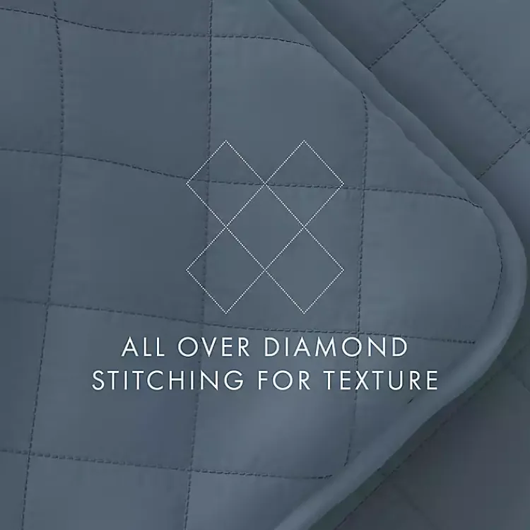 Kirklands Home Quilts|Stitched Diamond 3-pc. Queen Quilt Set Blue