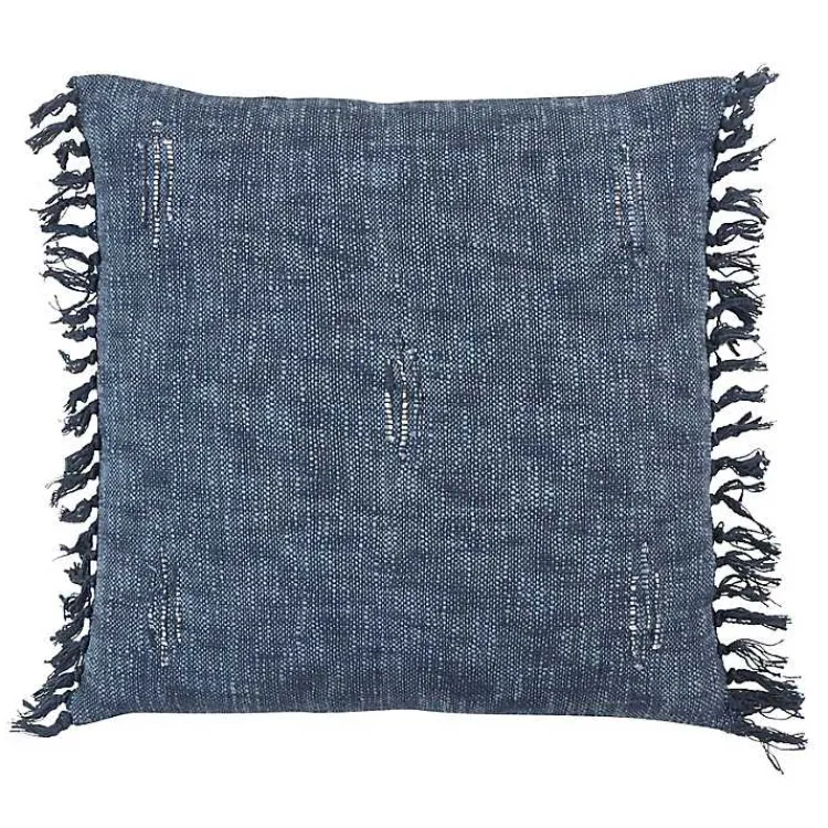 Sale Stitched Line with Fringe Throw Pillow Pillows