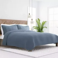 Kirklands Home Quilts|Stitched Stripes 3-pc. King Quilt Set Blue
