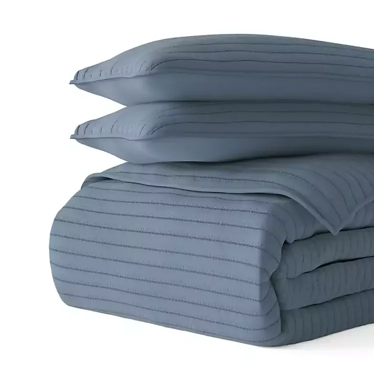 Kirklands Home Quilts|Stitched Stripes 3-pc. King Quilt Set Blue