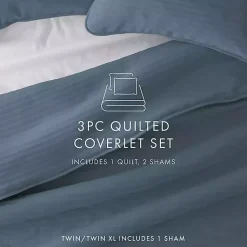 Kirklands Home Quilts|Stitched Stripes 3-pc. King Quilt Set Blue