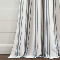 Kirklands Home Curtains & Drapes|Stripe Farmhouse Curtain Panel Set, 95 in. Blue
