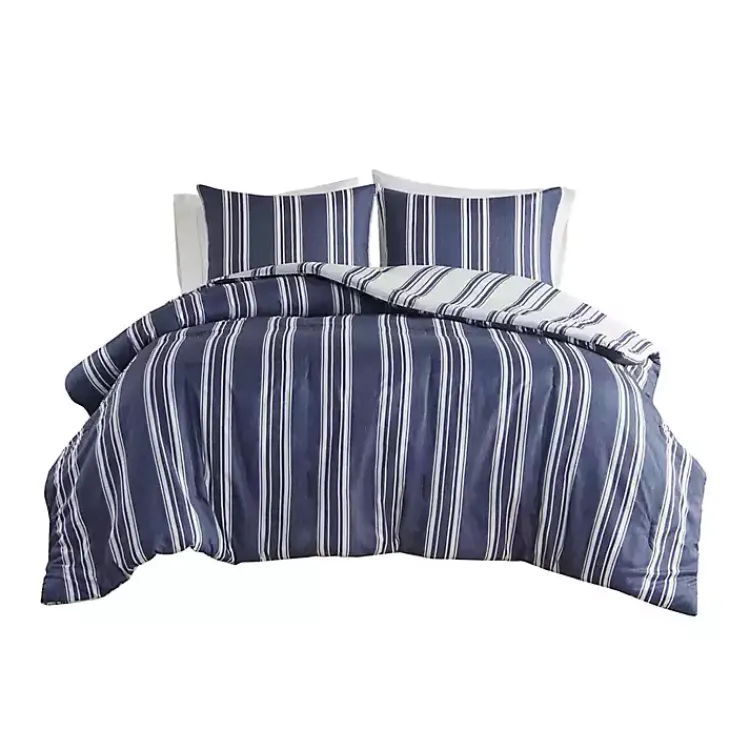 Kirklands Home Comforters|Blue Stripe Jackson 3-pc. King Comforter Set