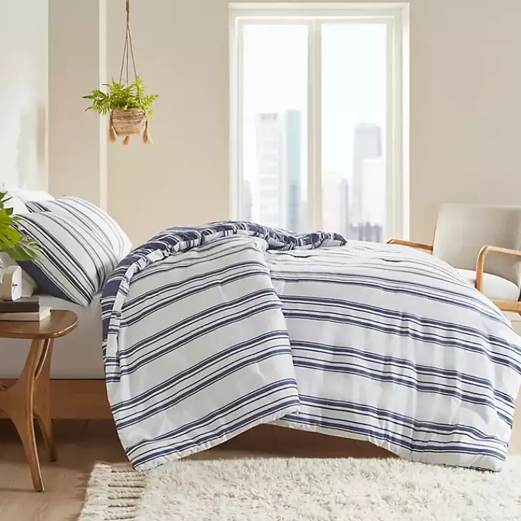 Kirklands Home Comforters|Blue Stripe Jackson 3-pc. King Comforter Set