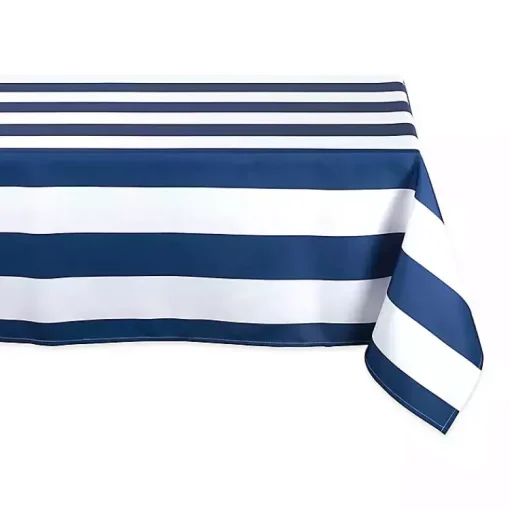 Kirklands Home Outdoor Dining|Blue Stripe Outdoor Table Cloth, 84 in.