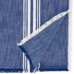 Kirklands Home Table Linens|Blue Striped Fringe Table Runner, 72 in.