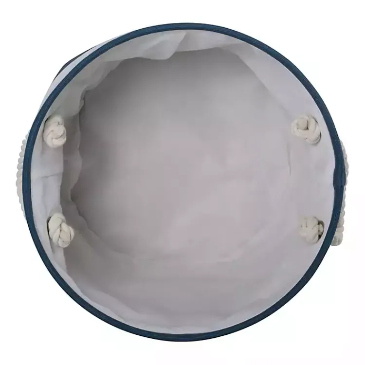 Clearance Blue Striped Paw Large Round Pet Bin Baskets & Boxes