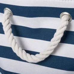 Clearance Blue Striped Paw Large Round Pet Bin Baskets & Boxes