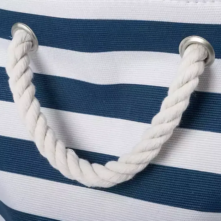 Clearance Blue Striped Paw Large Round Pet Bin Baskets & Boxes