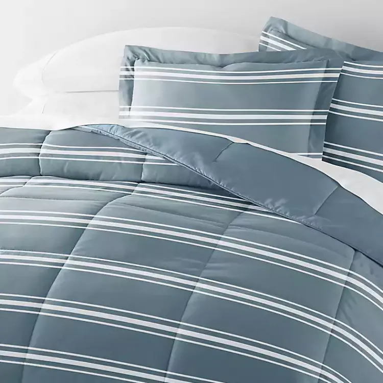 Kirklands Home Comforters|Striped Reversible 3-pc. Queen Comforter Set Blue