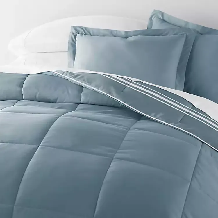 Kirklands Home Comforters|Striped Reversible 3-pc. Queen Comforter Set Blue