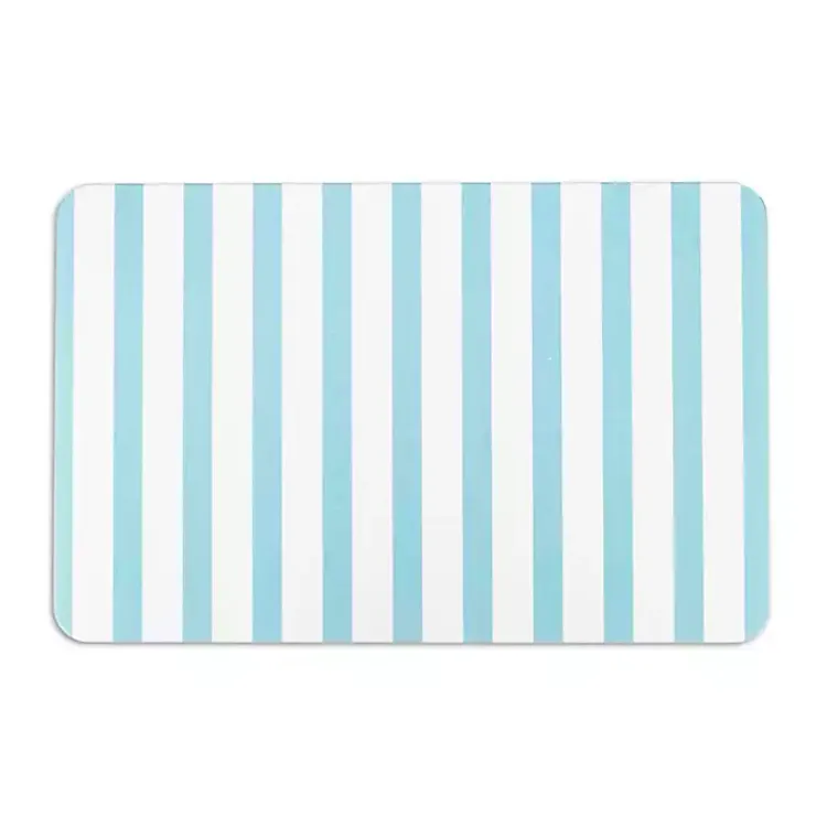 Kirklands Home Bathroom Rugs|Blue Striped Stone Bath Mat