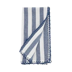 Kirklands Home Table Linens|Blue Striped Whipstich Napkins, Set of 4