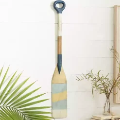 Kirklands Home Wall Plaques|Striped Wood Canoe Oar Wall Plaque Blue