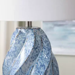 Kirklands Home Table Lamps|Blue Swirl Ceramic Table Lamp White