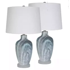 Kirklands Home Table Lamps|Blue Swirl Geode Table Lamp, Set of 2 White