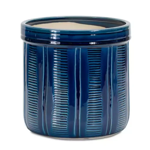 Kirklands Home Planters|Terracotta Abstract Decorative Pots, Set of 3 Blue