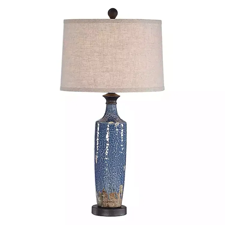 Kirklands Home Table Lamps|Blue Textured Ceramic Table Lamp Tan