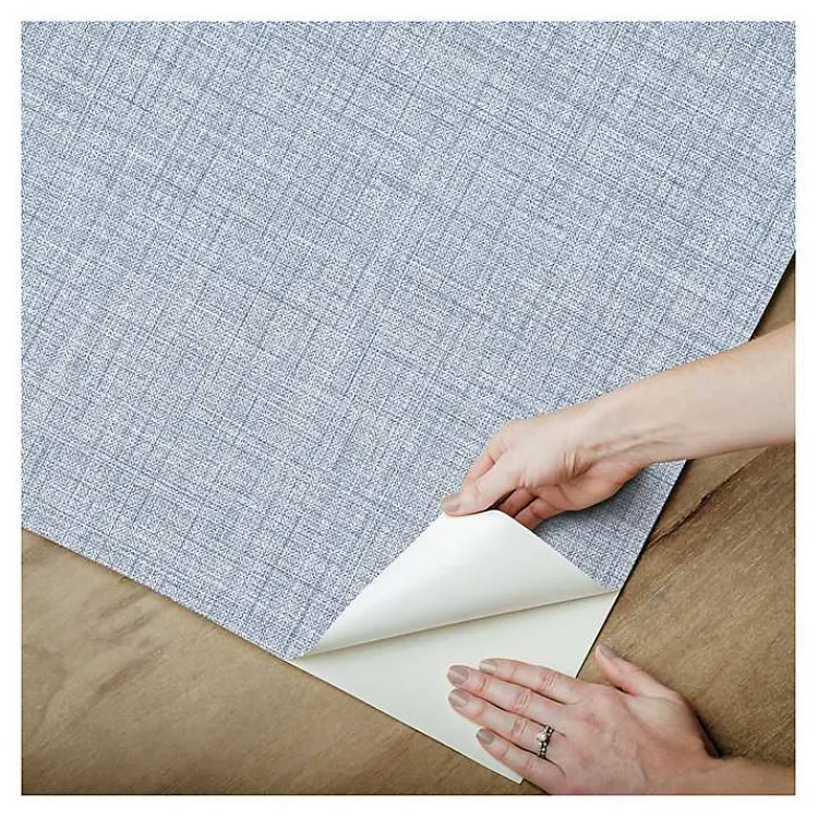 Kirklands Home Wall Murals & Wallpaper|Textured Faux Fabric Peel & Stick Wallpaper Blue