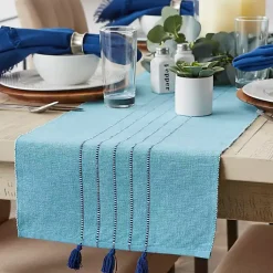 Kirklands Home Table Linens|Thera Stripe Table Runner Blue