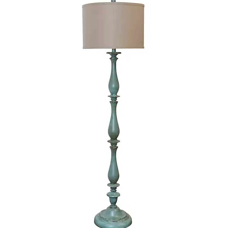 Kirklands Home Floor Lamps|Blue Traditional Avignon Floor Lamp Tan