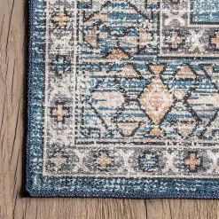 Kirklands Home Area Rugs|Blue Tribal Motif Washable Area Rug, 5x8