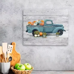Online Blue Truck and Pumpkins Giclee Canvas Art Print Fall
