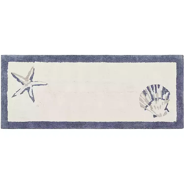 Kirklands Home Bathroom Rugs|Blue Tufted Seashell Bath Runner