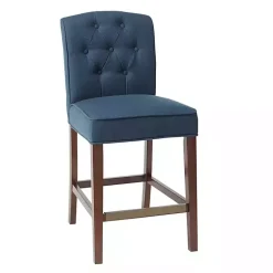 Kirklands Home Bar Stools & Counter Height Stools|Tufted Upholstered Wood Counter Stool Blue