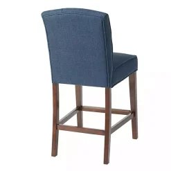 Kirklands Home Bar Stools & Counter Height Stools|Tufted Upholstered Wood Counter Stool Blue