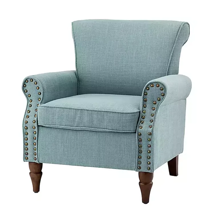 Kirklands Home Accent Chairs|Upholstered Henry Armchair Blue