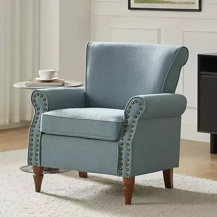 Kirklands Home Accent Chairs|Upholstered Henry Armchair Blue