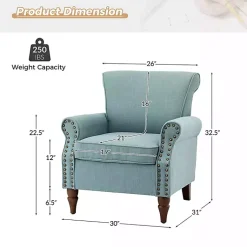 Kirklands Home Accent Chairs|Upholstered Henry Armchair Blue