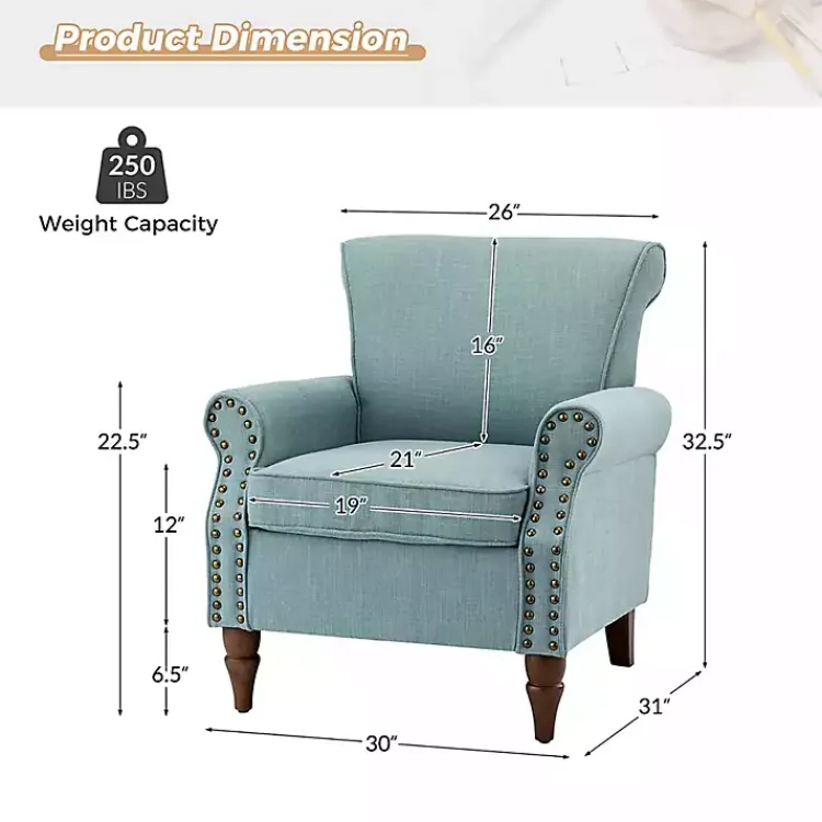 Kirklands Home Accent Chairs|Upholstered Henry Armchair Blue