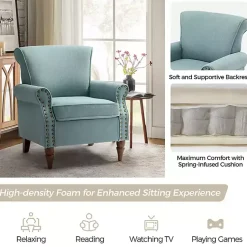 Kirklands Home Accent Chairs|Upholstered Henry Armchair Blue