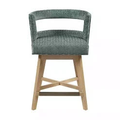 Kirklands Home Bar Stools & Counter Height Stools|Upholstered Low Back Swivel Counter Stool Blue