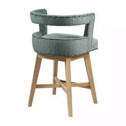 Kirklands Home Bar Stools & Counter Height Stools|Upholstered Low Back Swivel Counter Stool Blue