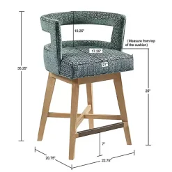 Kirklands Home Bar Stools & Counter Height Stools|Upholstered Low Back Swivel Counter Stool Blue