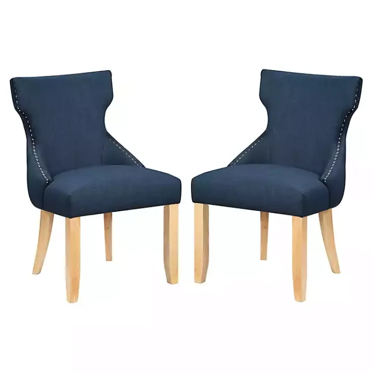 Kirklands Home Dining Chairs|Upholstered Wingback Dining Chairs, Set of 2 Blue
