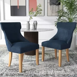 Kirklands Home Dining Chairs|Upholstered Wingback Dining Chairs, Set of 2 Blue