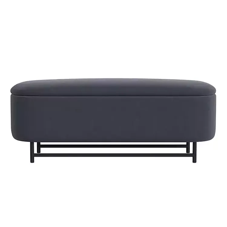 Kirklands Home Benches & Ottomans|Velvet Metal Storage Bench Blue