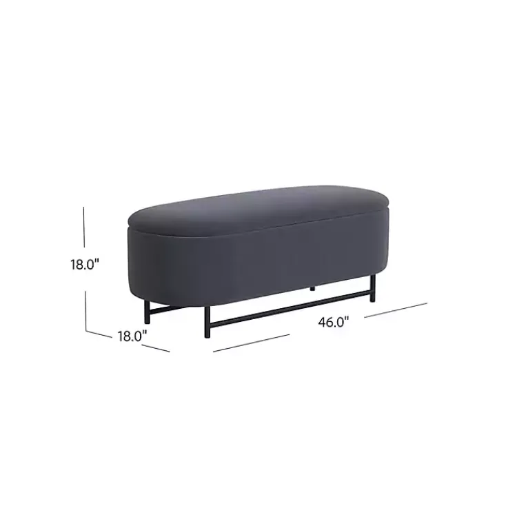 Kirklands Home Benches & Ottomans|Velvet Metal Storage Bench Blue