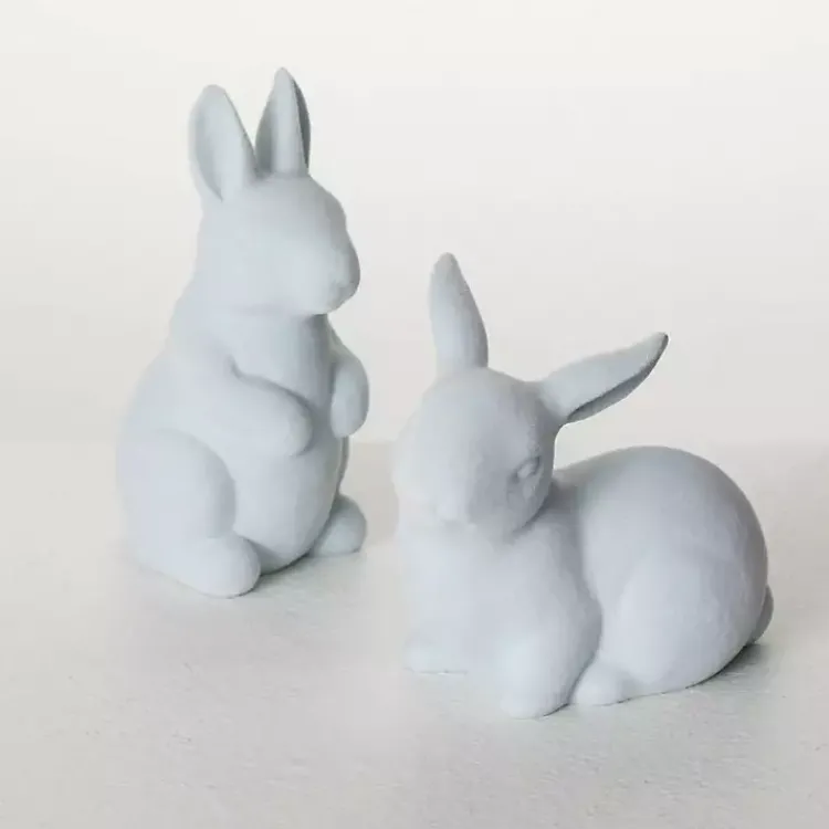 Best Velveteen Ceramic Bunnies, Set of 2 Easter Decorations