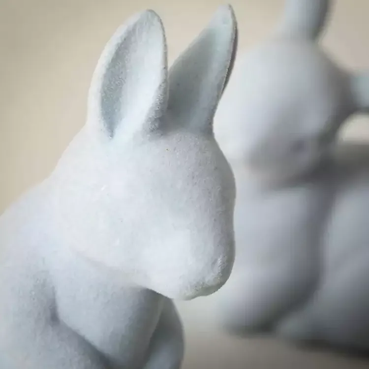Best Velveteen Ceramic Bunnies, Set of 2 Easter Decorations